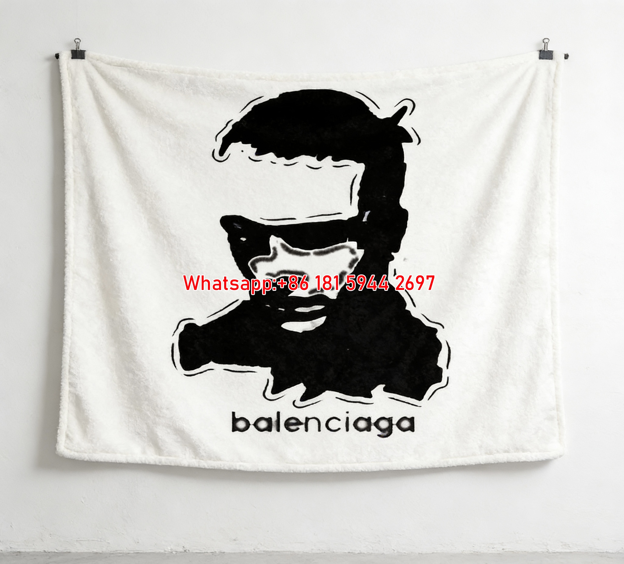 Balenciaga Minimalist Silhouette Art Flannel Sofa Throw Blanket for Wall Hanging BA095